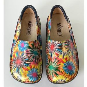 Alegria Deb Colorful Fireworks Nursing Clogs Professional Shoes Size 36 / US 6